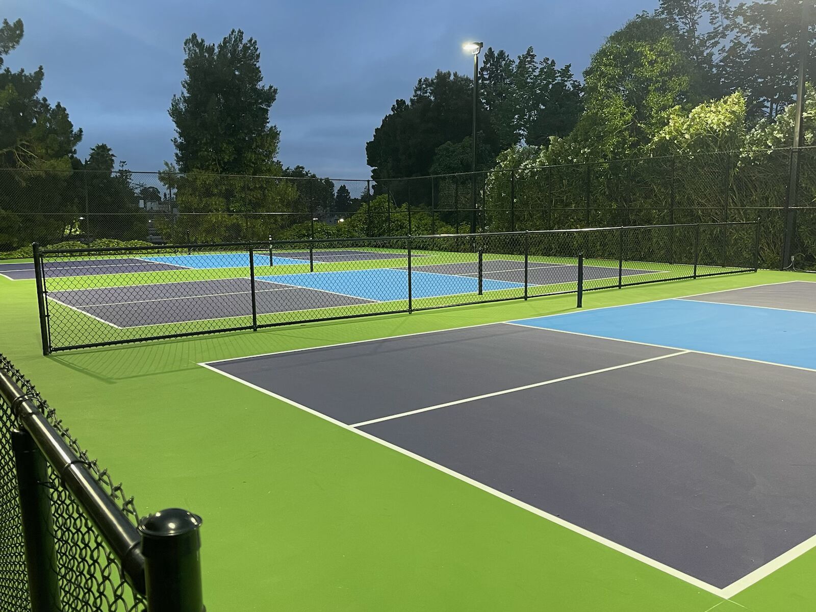 Tennis court lighting at the Claremont Club & Spa