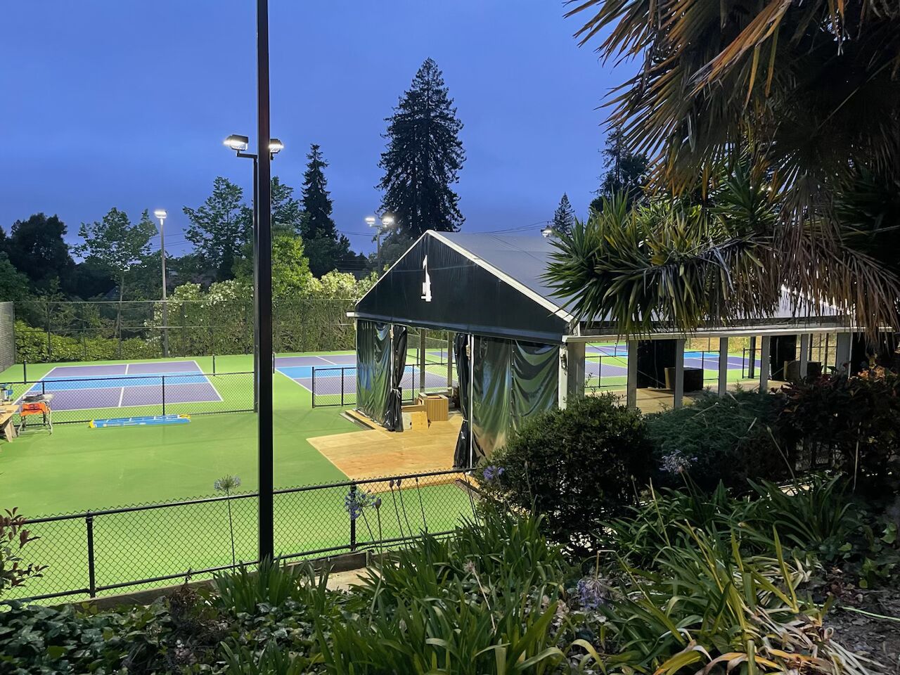 Tennis court lighting at the Claremont Club & Spa